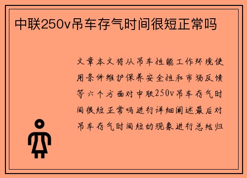 中联250v吊车存气时间很短正常吗